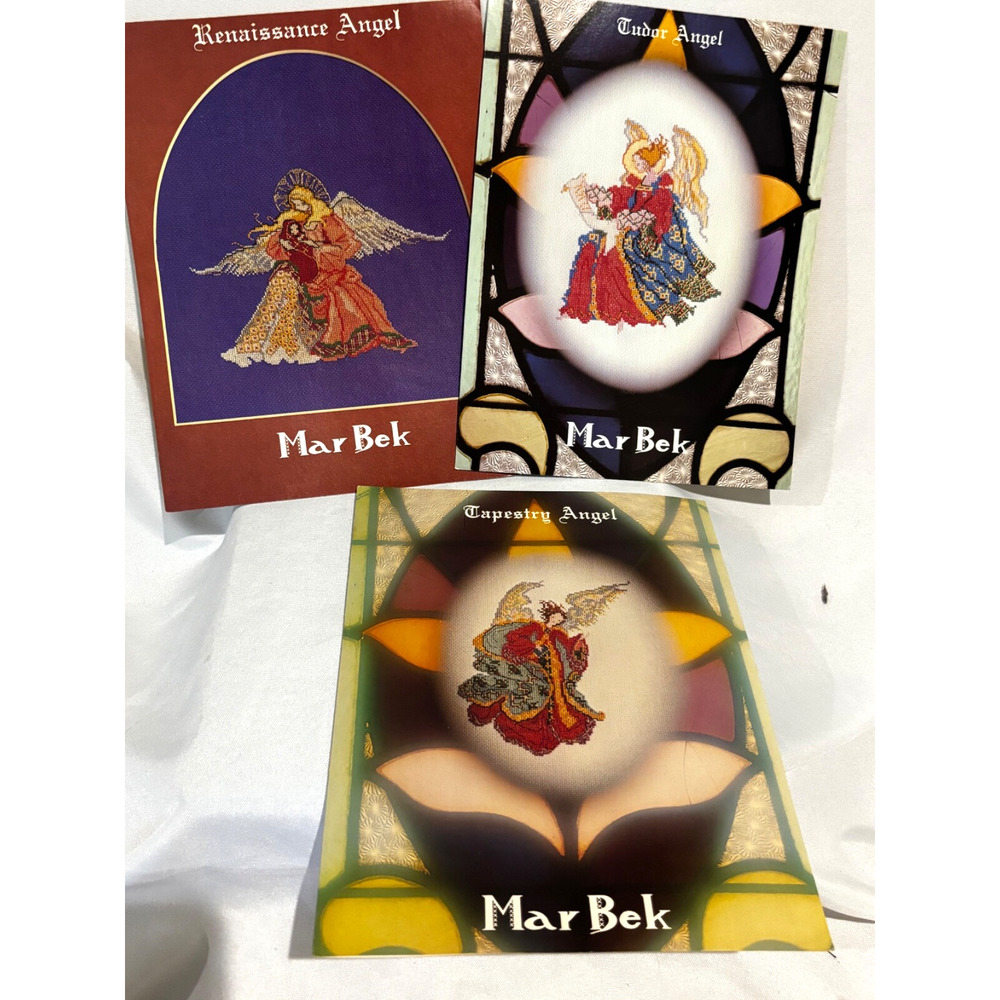 Vintage 1979 Lot‎ Set of 3 Angel Counted Cross Stitch Single Patterns Mar Bek